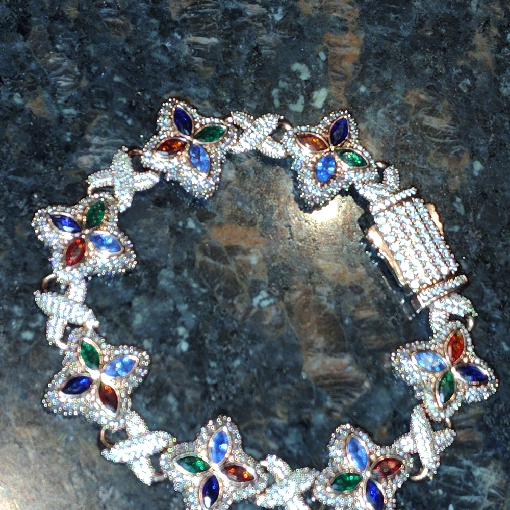 Elegant Moissanite Multicolor Gemstone Bracelet Rose Gold